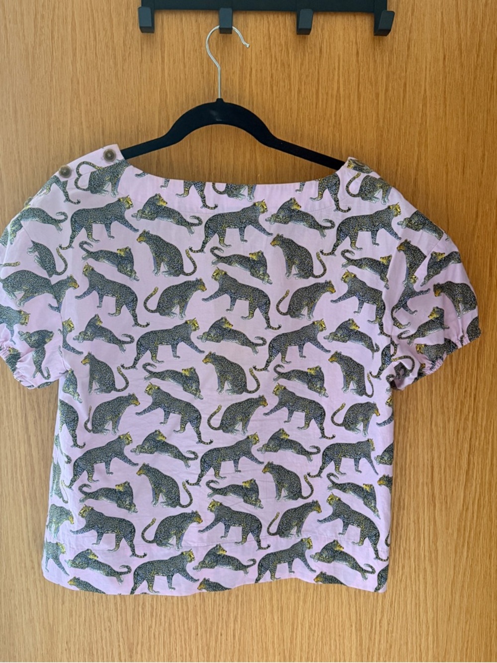 J. Crew Pink Leopard Motif Short Sleeve Top - Picture 3 of 3